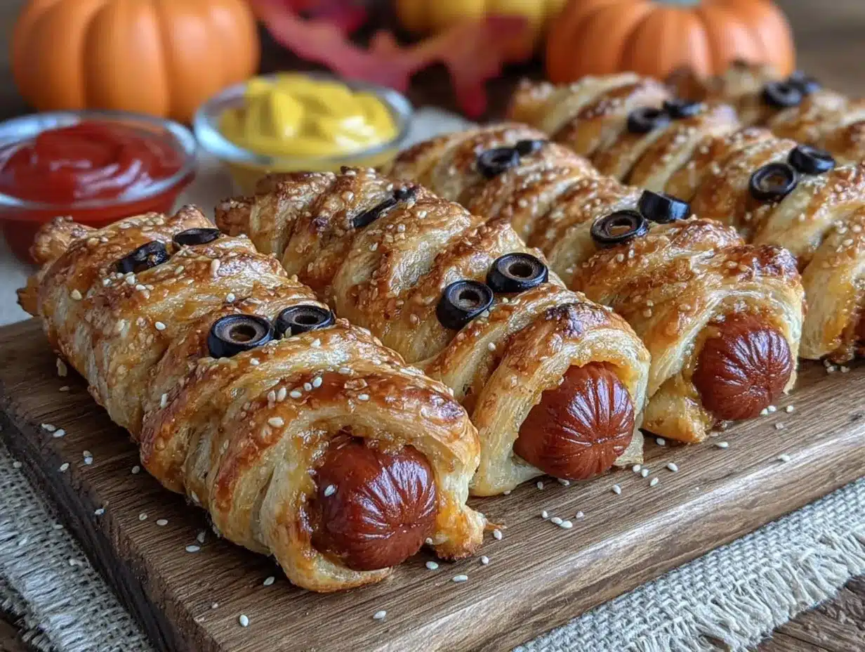 easy mummy hot dogs preparation steps