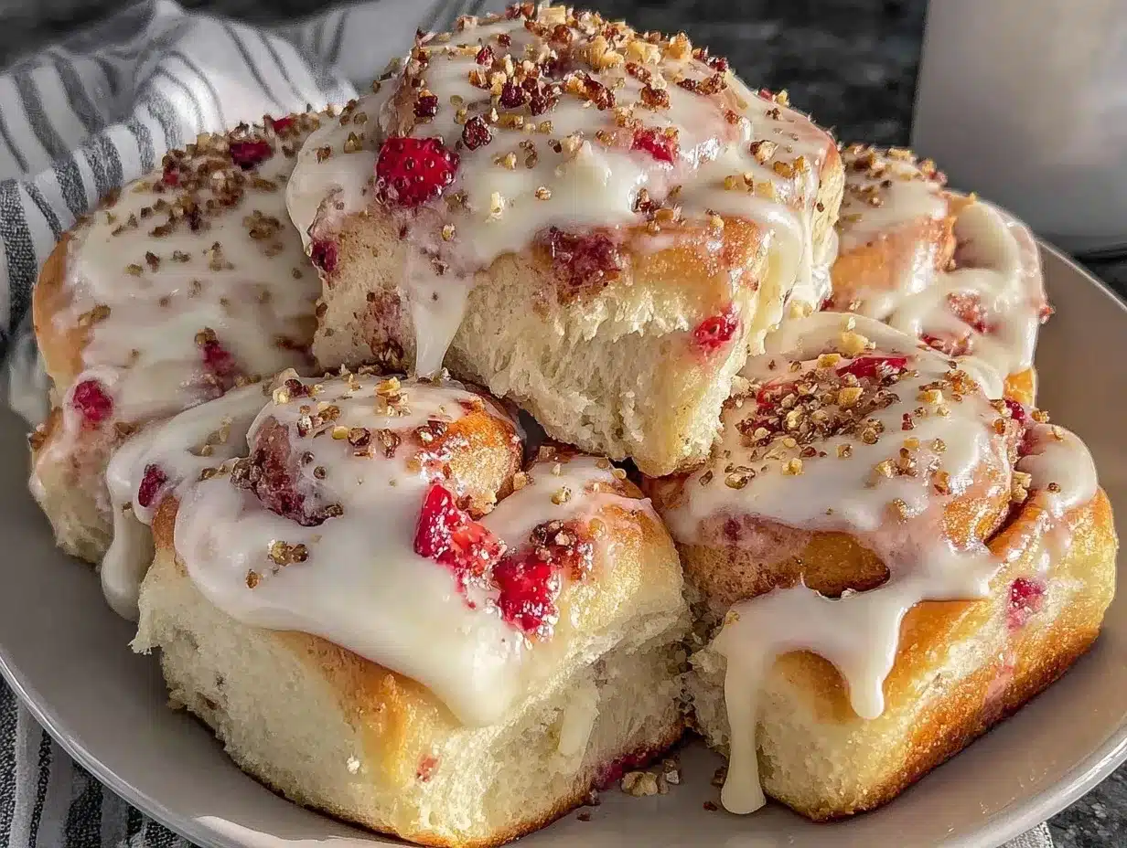 fluffy strawberry cinnamon rolls preparation steps