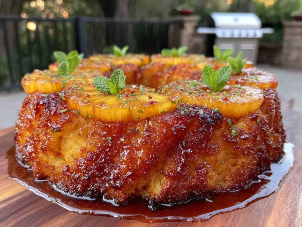 grilled pineapple upside down cake - featured image
