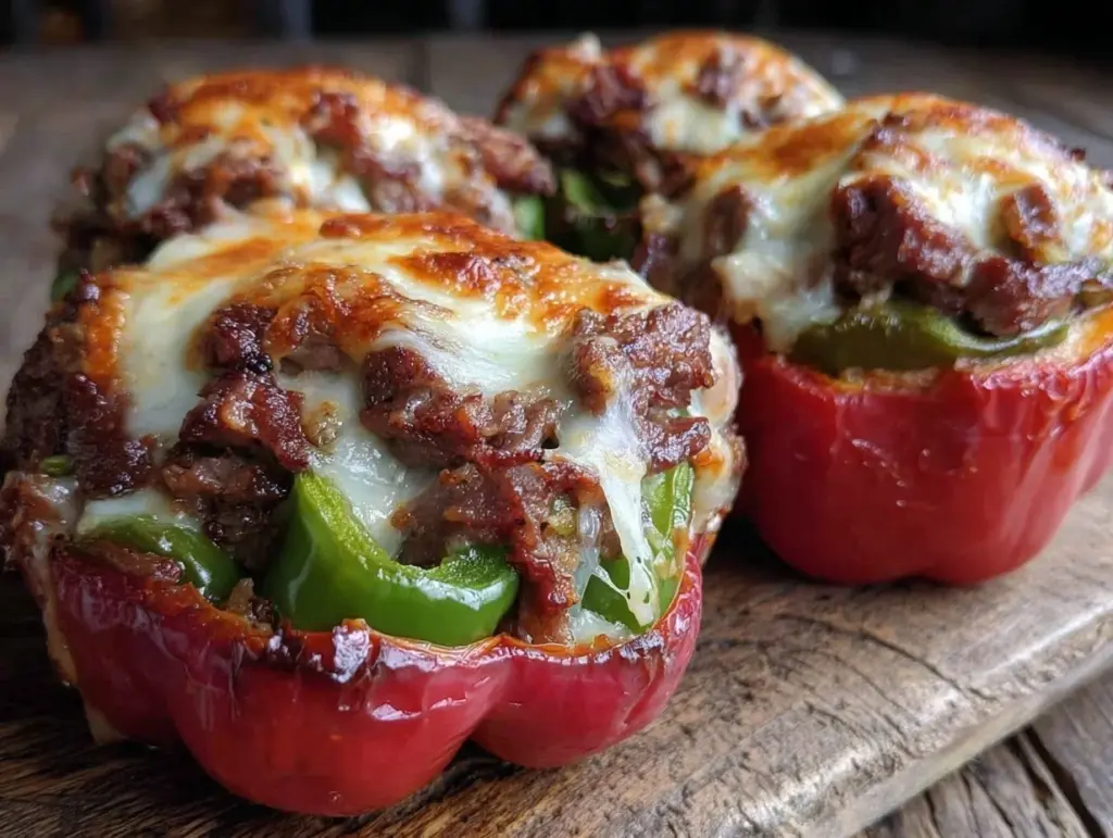 keto philly cheesesteak stuffed peppers - featured image