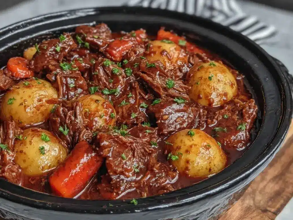 poor mans stew crockpot recipe - featured image