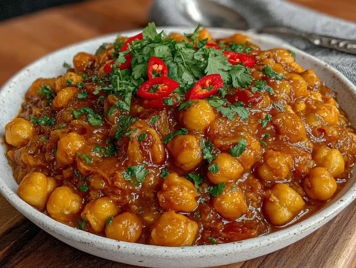 quick creamy chickpea curry preparation steps
