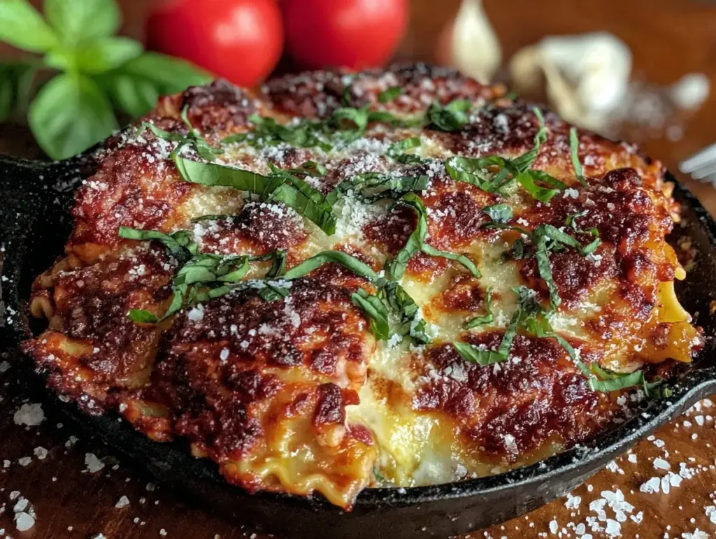 quick creamy skillet lasagna - featured image