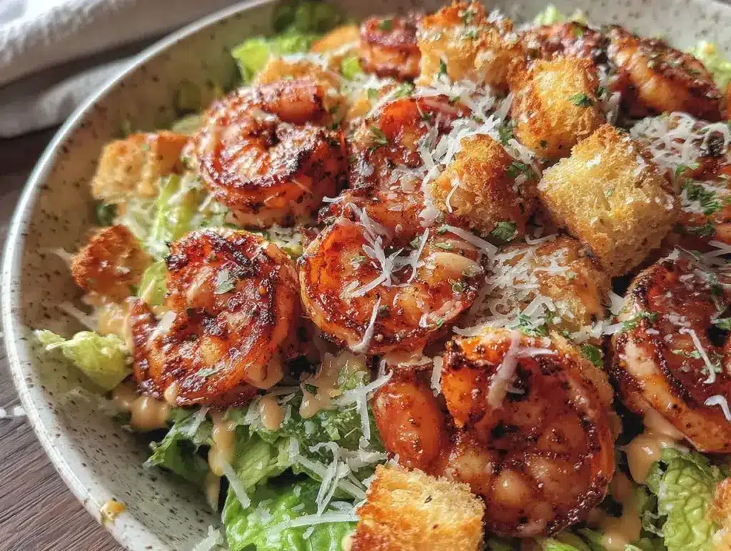 blackened shrimp caesar salad - featured image
