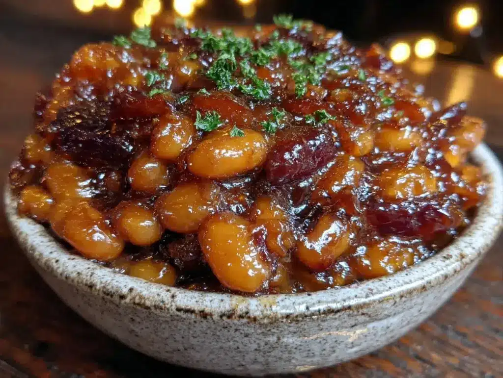 bourbon brown sugar baked beans - featured image