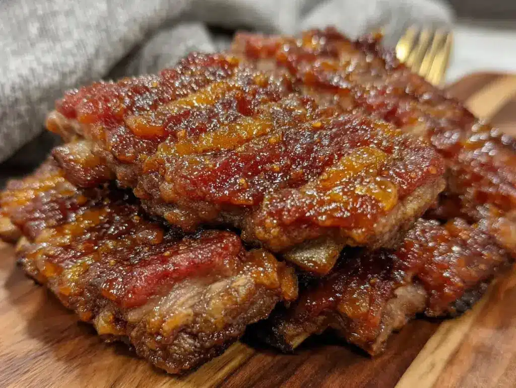 bourbon molasses bbq ribs slow cooker recipe - featured image