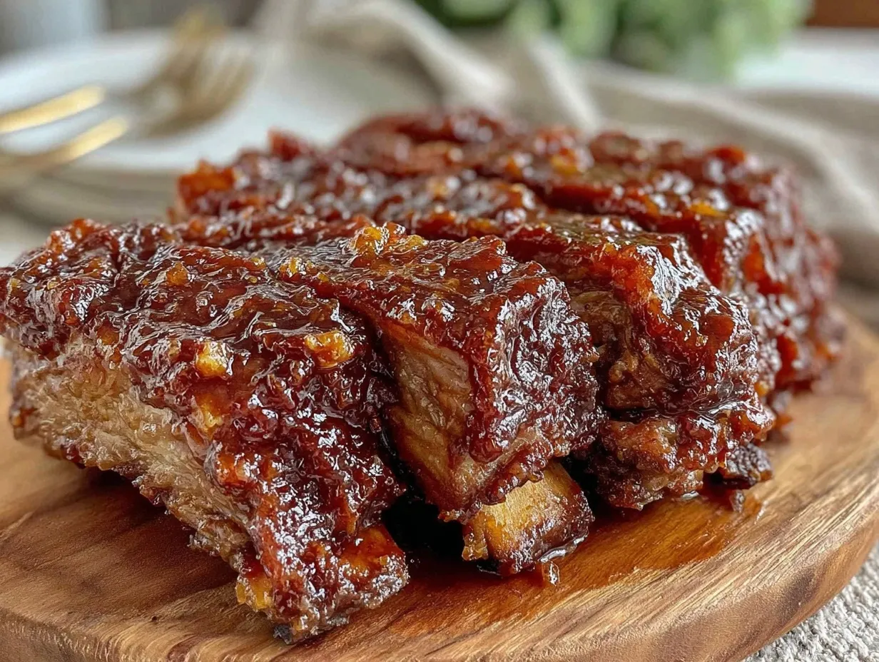 bourbon molasses bbq ribs slow cooker recipe preparation steps