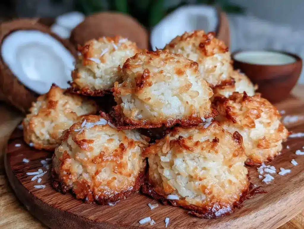 chewy condensed milk coconut macaroons - featured image