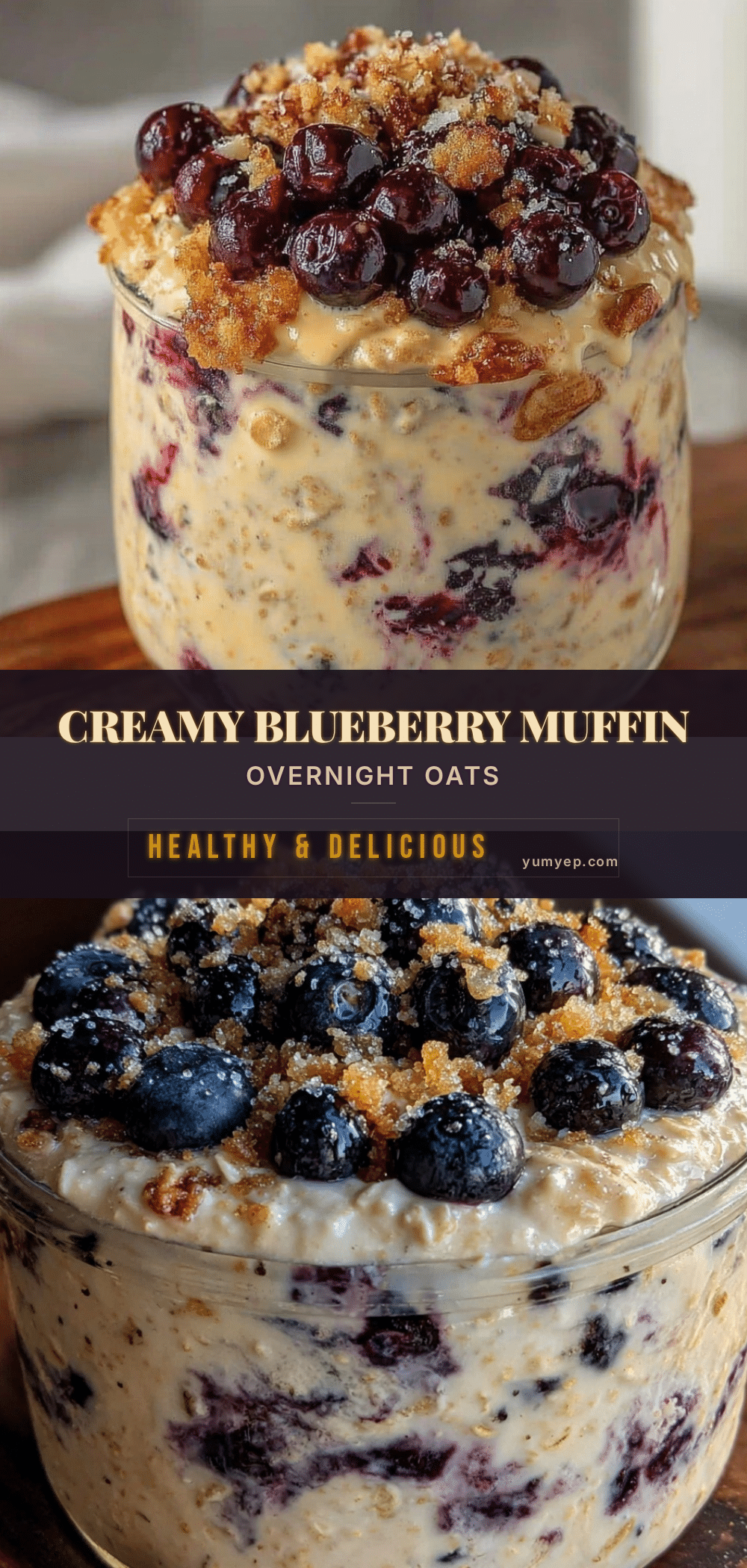 creamy blueberry muffin overnight oats recipe
