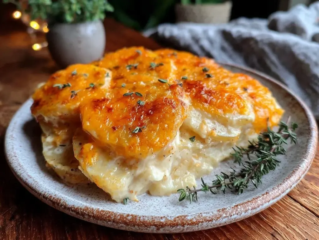 creamy crockpot scalloped potatoes - featured image