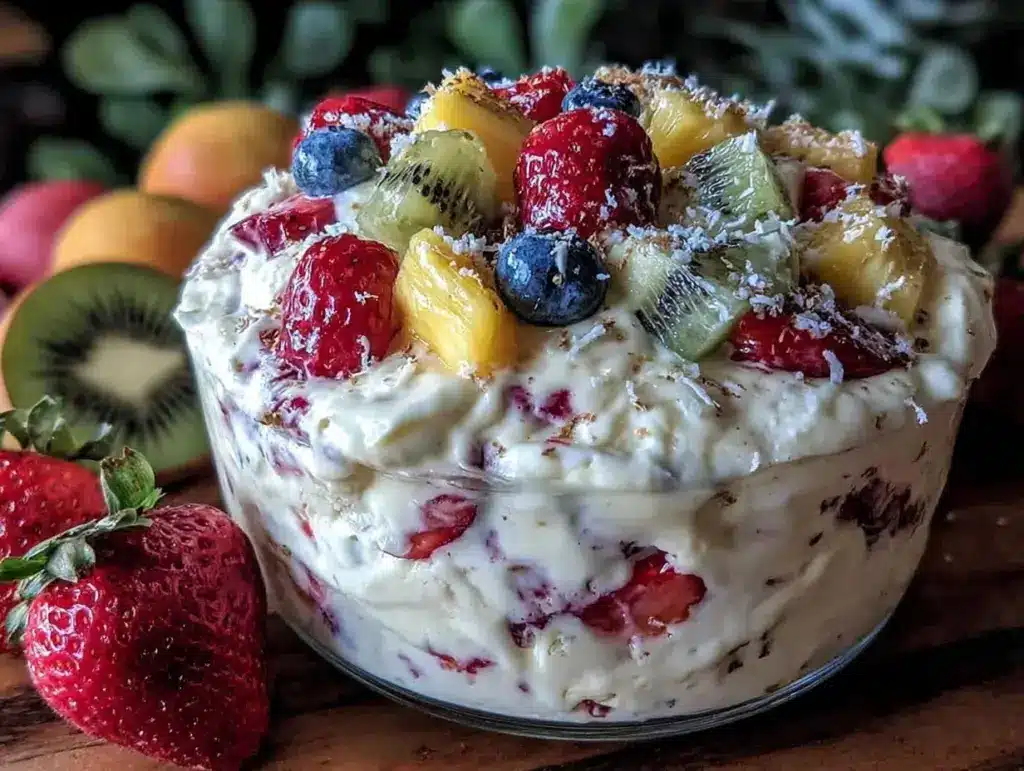 creamy fruit salad with vanilla pudding - featured image