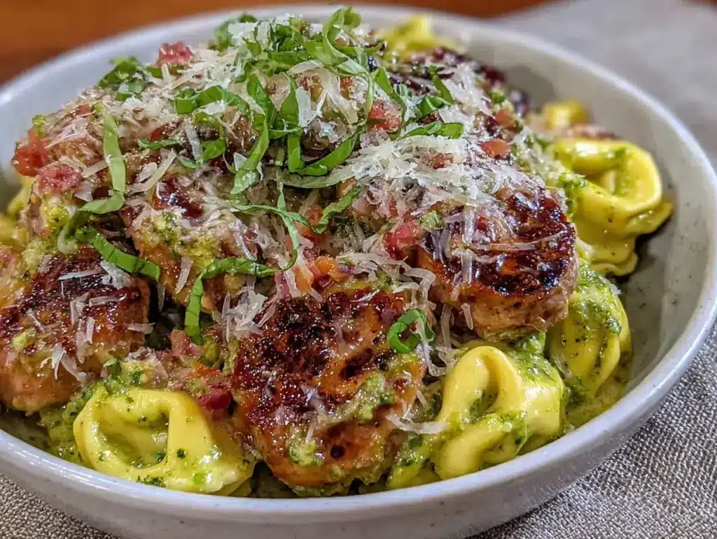 creamy pesto tortellini - featured image