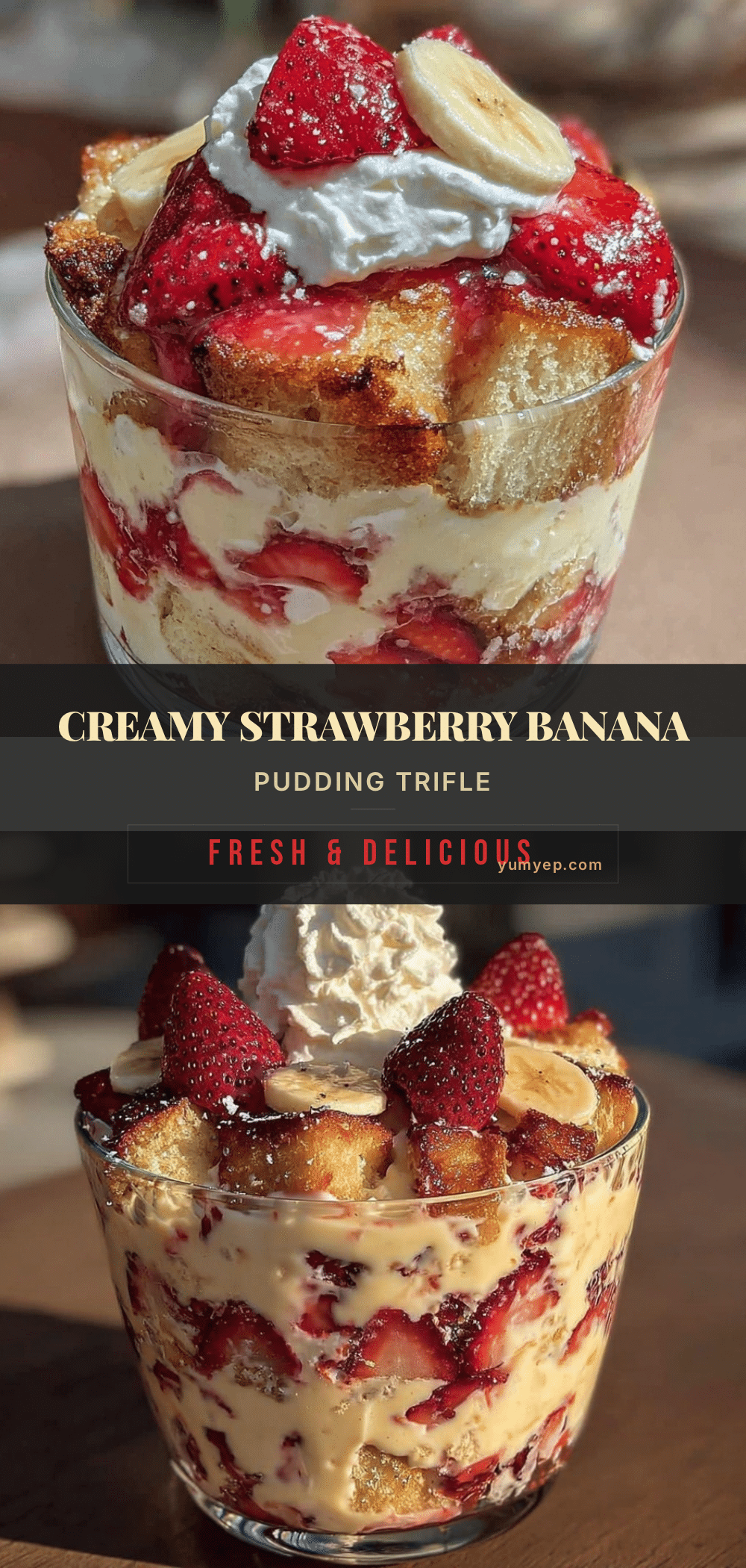 creamy strawberry banana pudding trifle recipe
