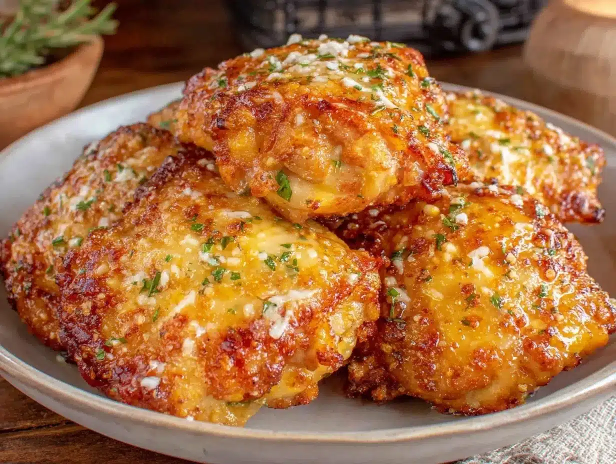 crispy garlic parmesan chicken thighs air fryer preparation steps