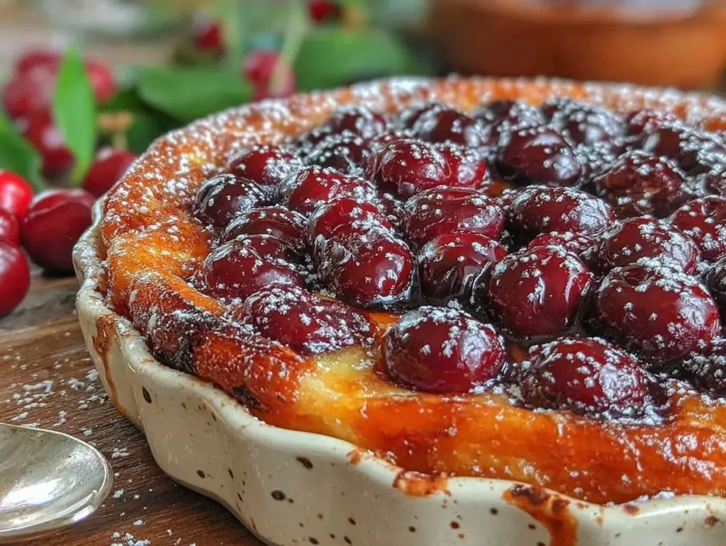 easy fresh cherry clafoutis recipe - featured image