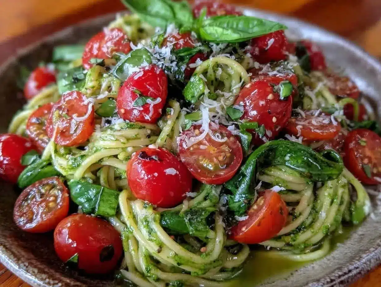 fresh garlic scape pesto pasta preparation steps