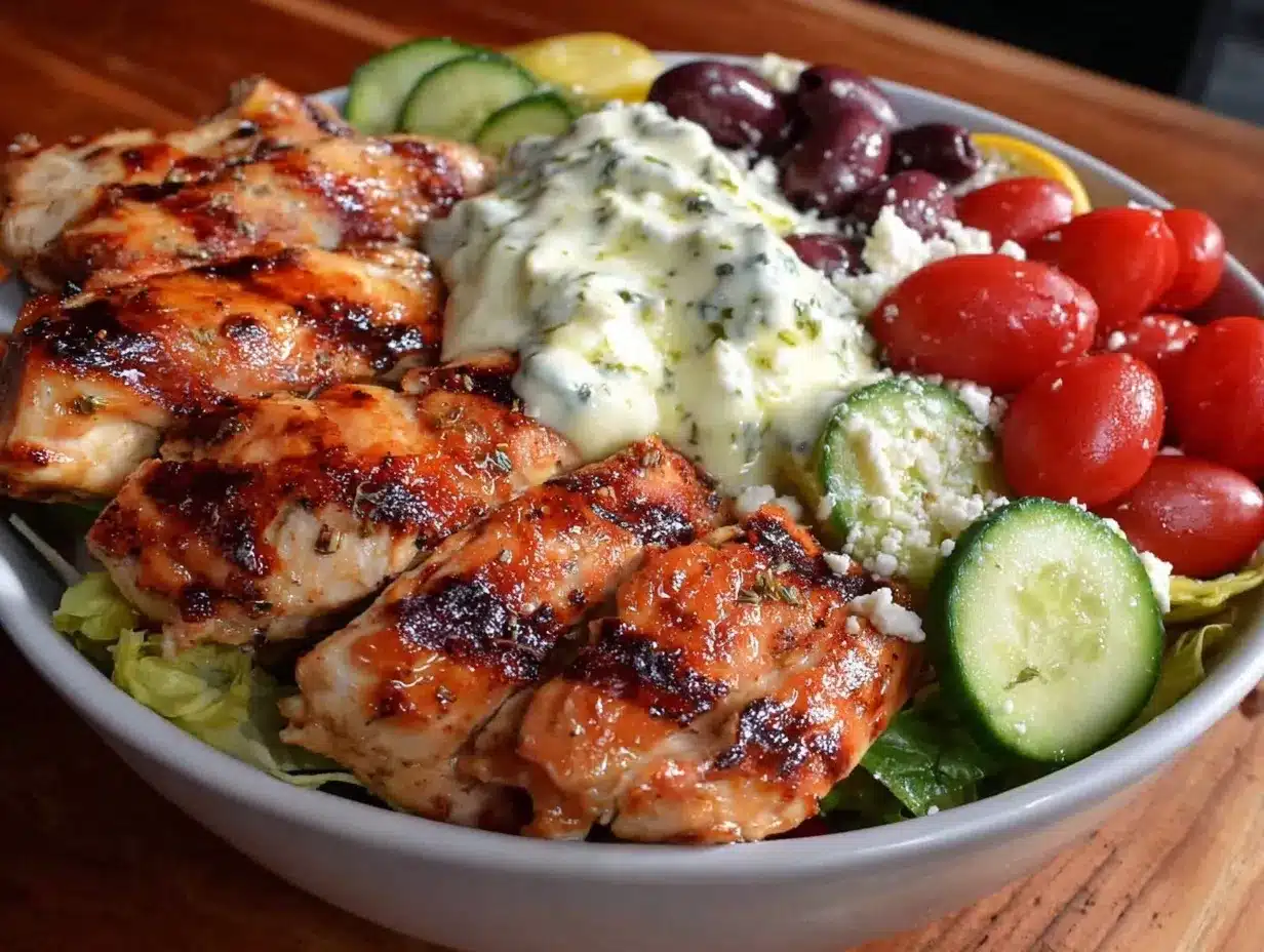 Fresh Grilled Chicken Greek Salad Bowl preparation steps