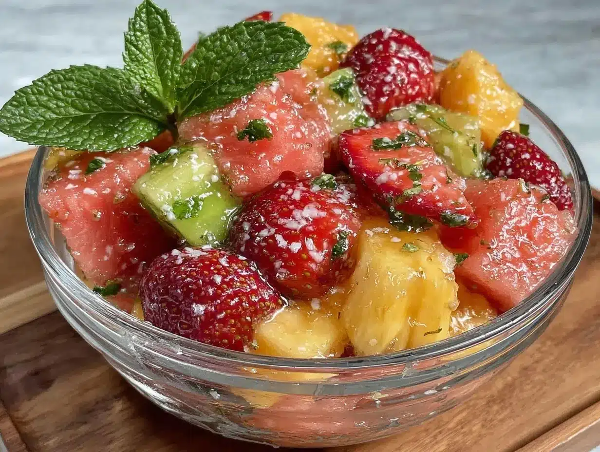fresh honey lime fruit salad with mint preparation steps
