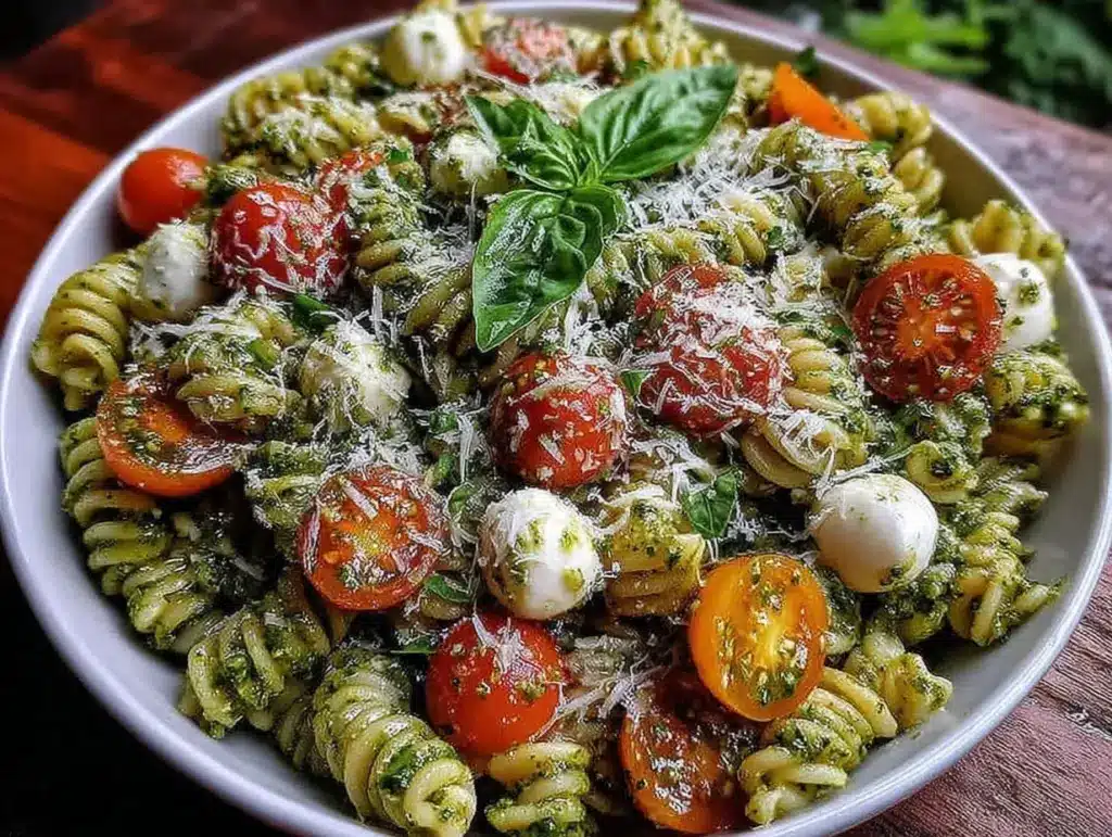 fresh pesto pasta salad - featured image