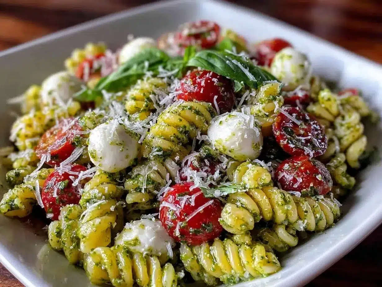 fresh pesto pasta salad preparation steps