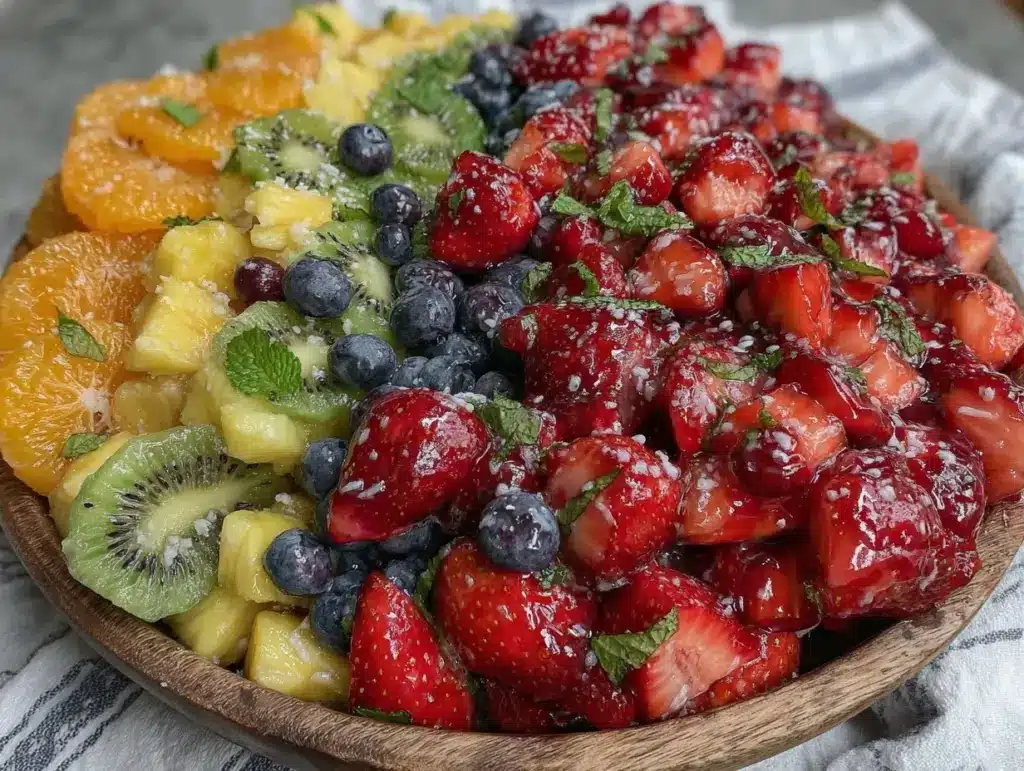 fresh rainbow fruit salad recipe - featured image