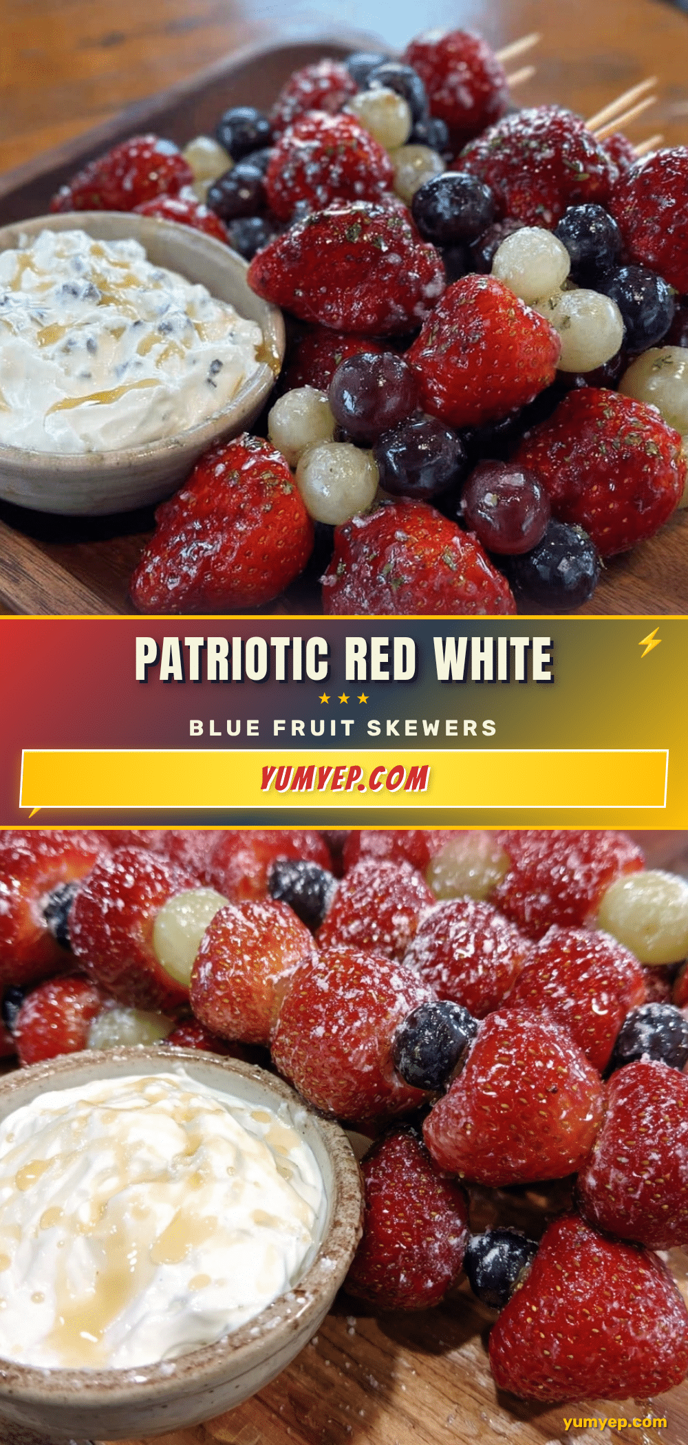 fresh red white blue fruit skewers recipe