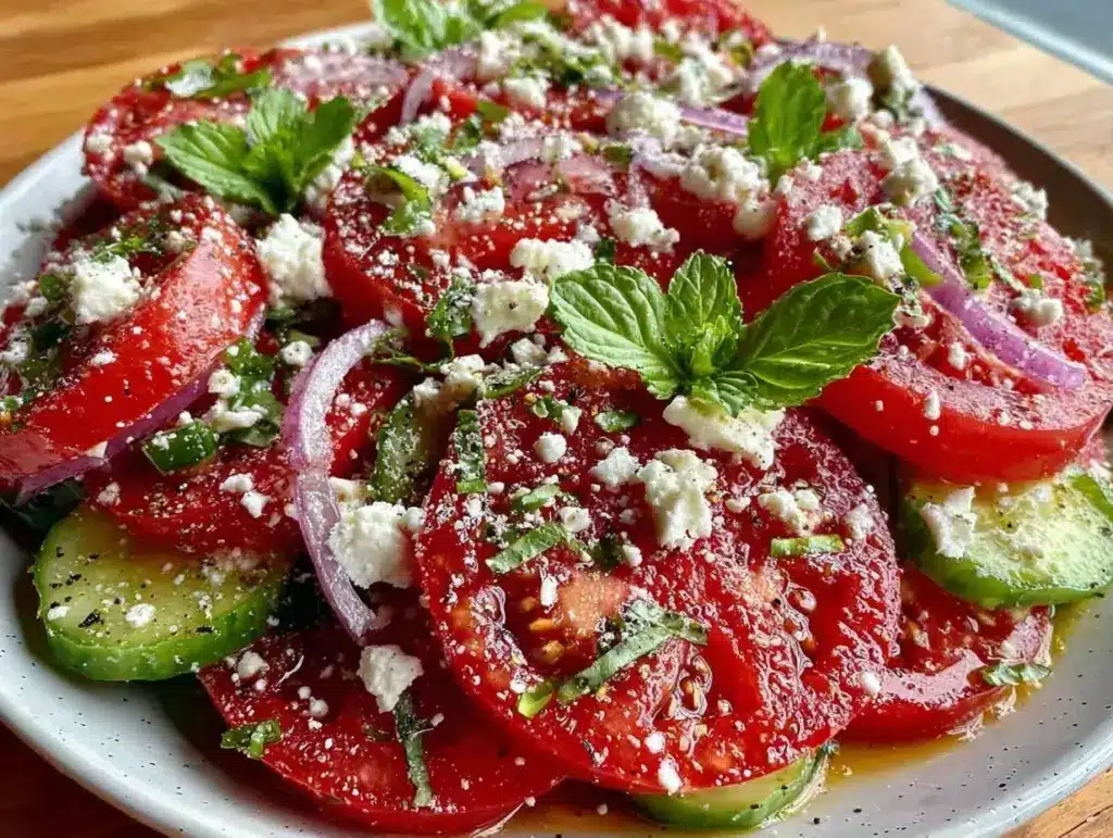 fresh tomato cucumber salad - featured image