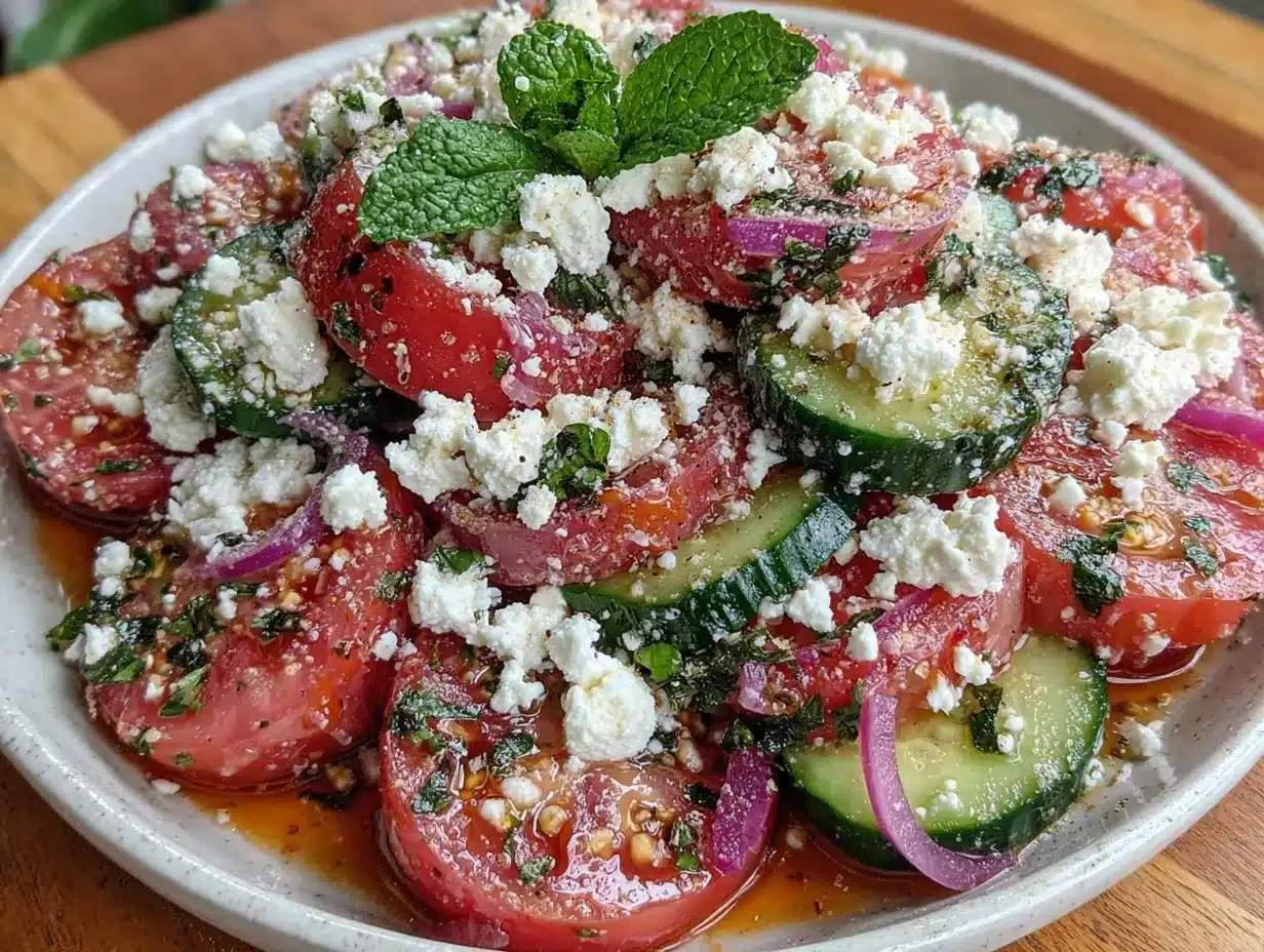 fresh tomato cucumber salad preparation steps