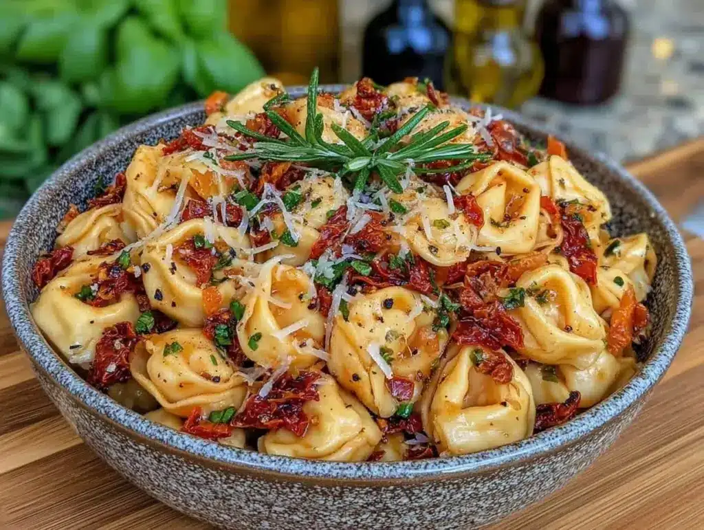 fresh tuscan tortellini pasta salad - featured image