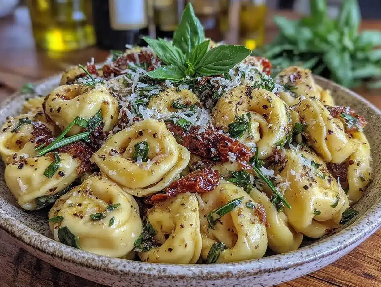 fresh tuscan tortellini pasta salad preparation steps