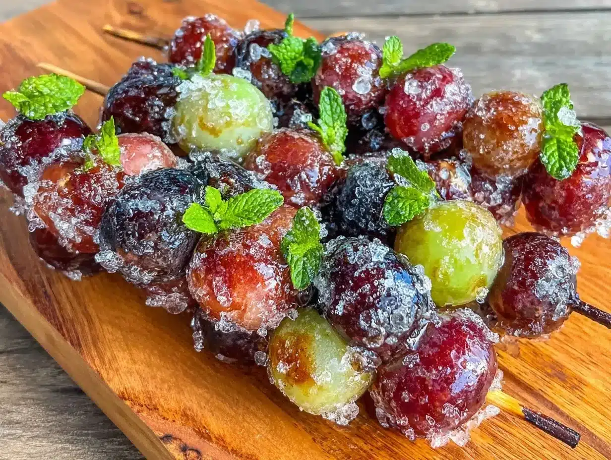 frozen grape skewers preparation steps