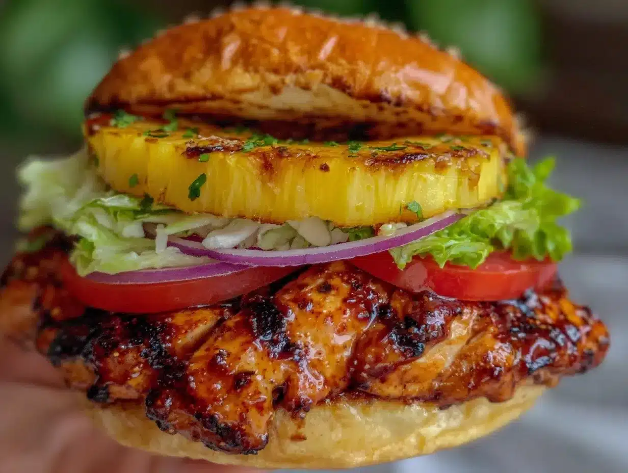 grilled pineapple teriyaki chicken burgers preparation steps