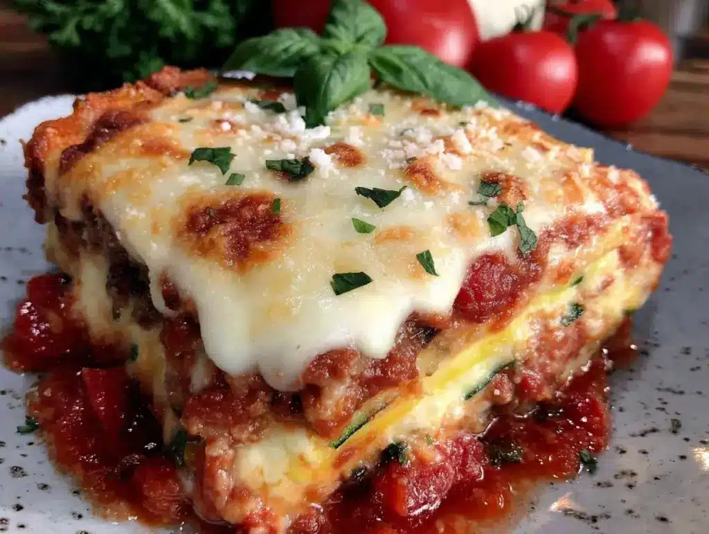 healthy diabetes-friendly zucchini lasagna - featured image