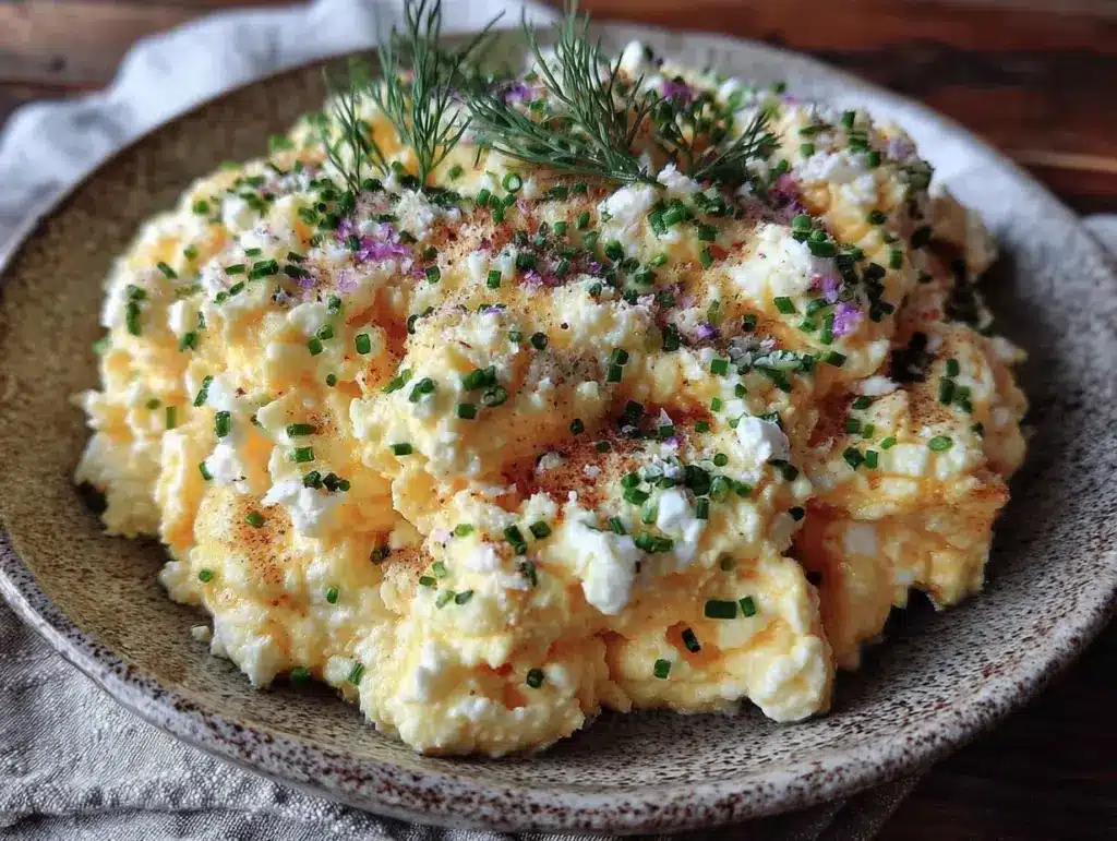 healthy high-protein cottage cheese scrambled eggs - featured image