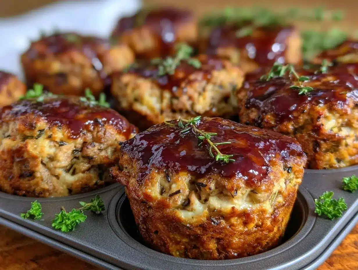 mini meatloaves in muffin tins preparation steps