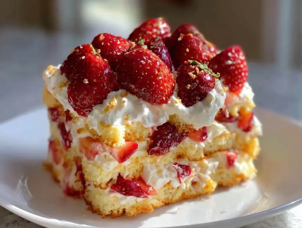 no bake strawberry shortcake icebox cake - featured image