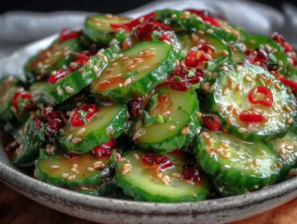quick asian sesame cucumber salad - featured image