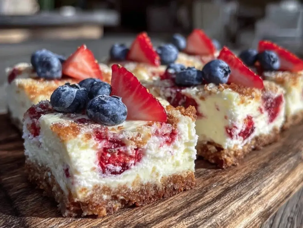 star-spangled cheesecake bars - featured image
