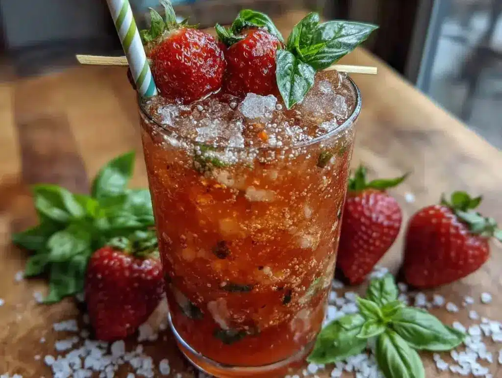 strawberry basil mojito cocktail - featured image