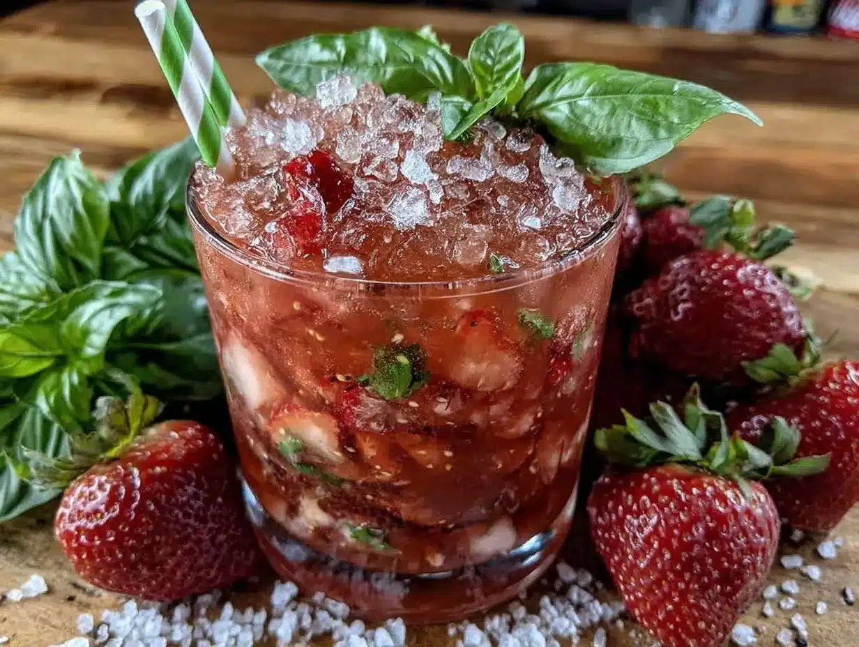 strawberry basil mojito cocktail preparation steps