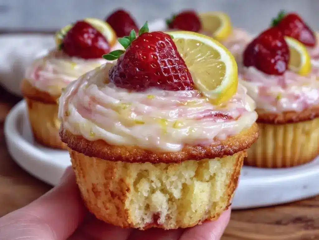 strawberry lemonade cupcakes - featured image