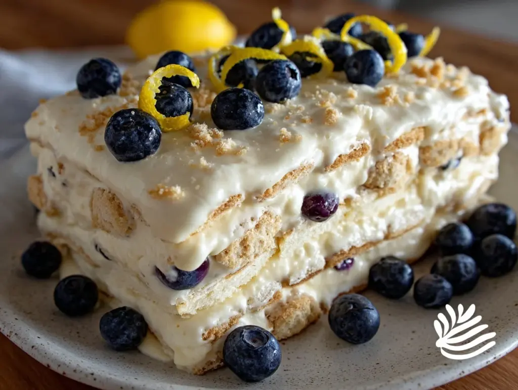 blueberry lemon icebox cake - featured image
