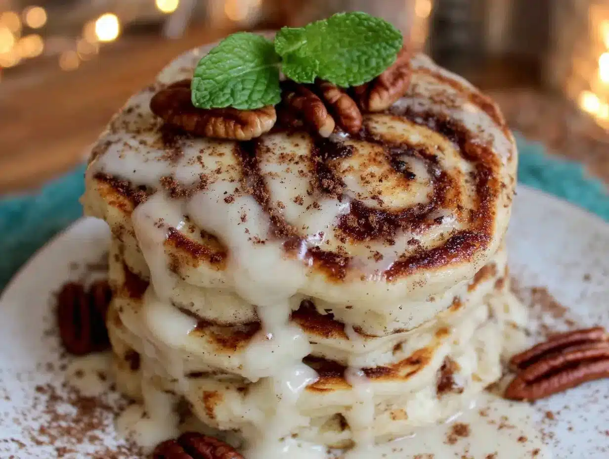 cinnamon roll pancake stack preparation steps