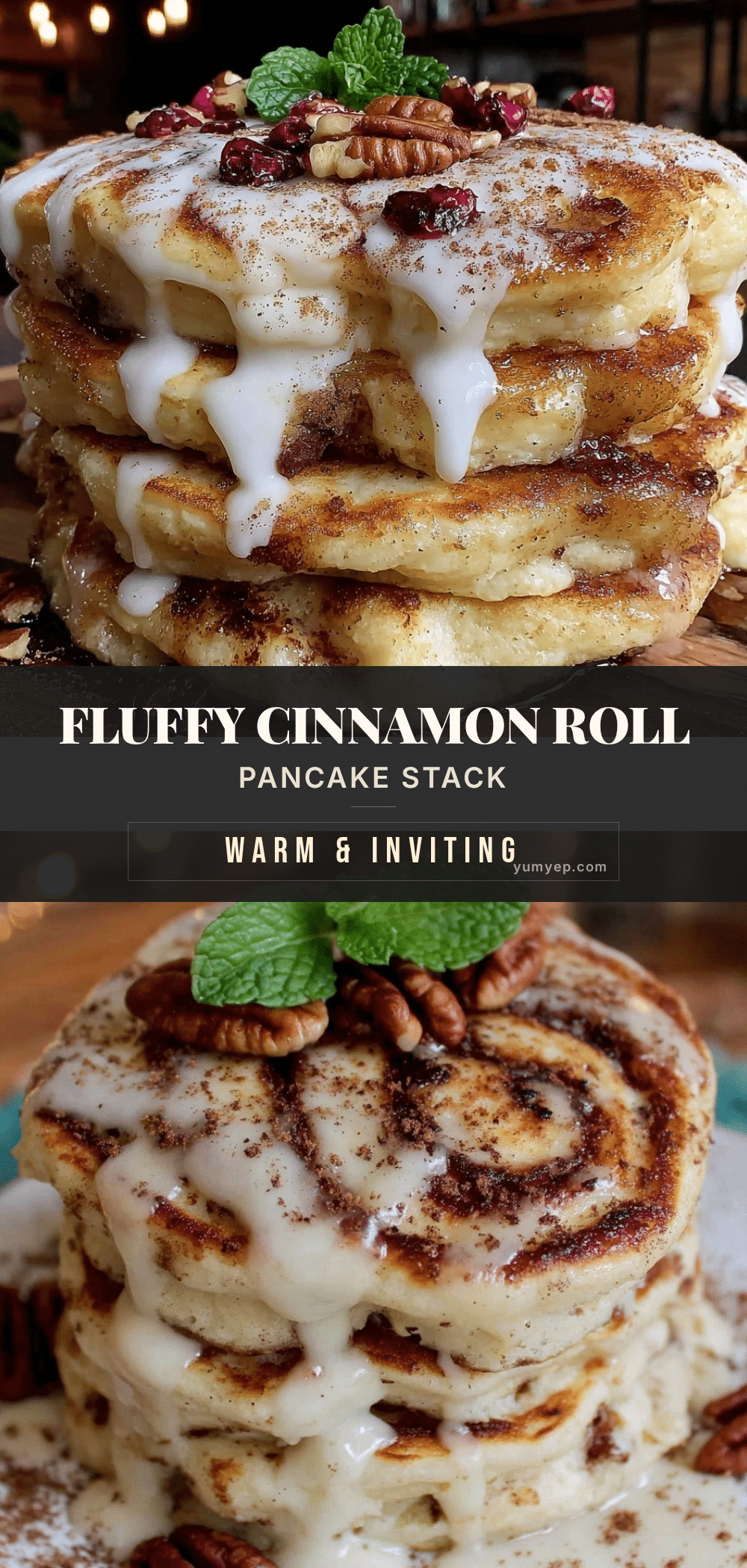 cinnamon roll pancake stack recipe