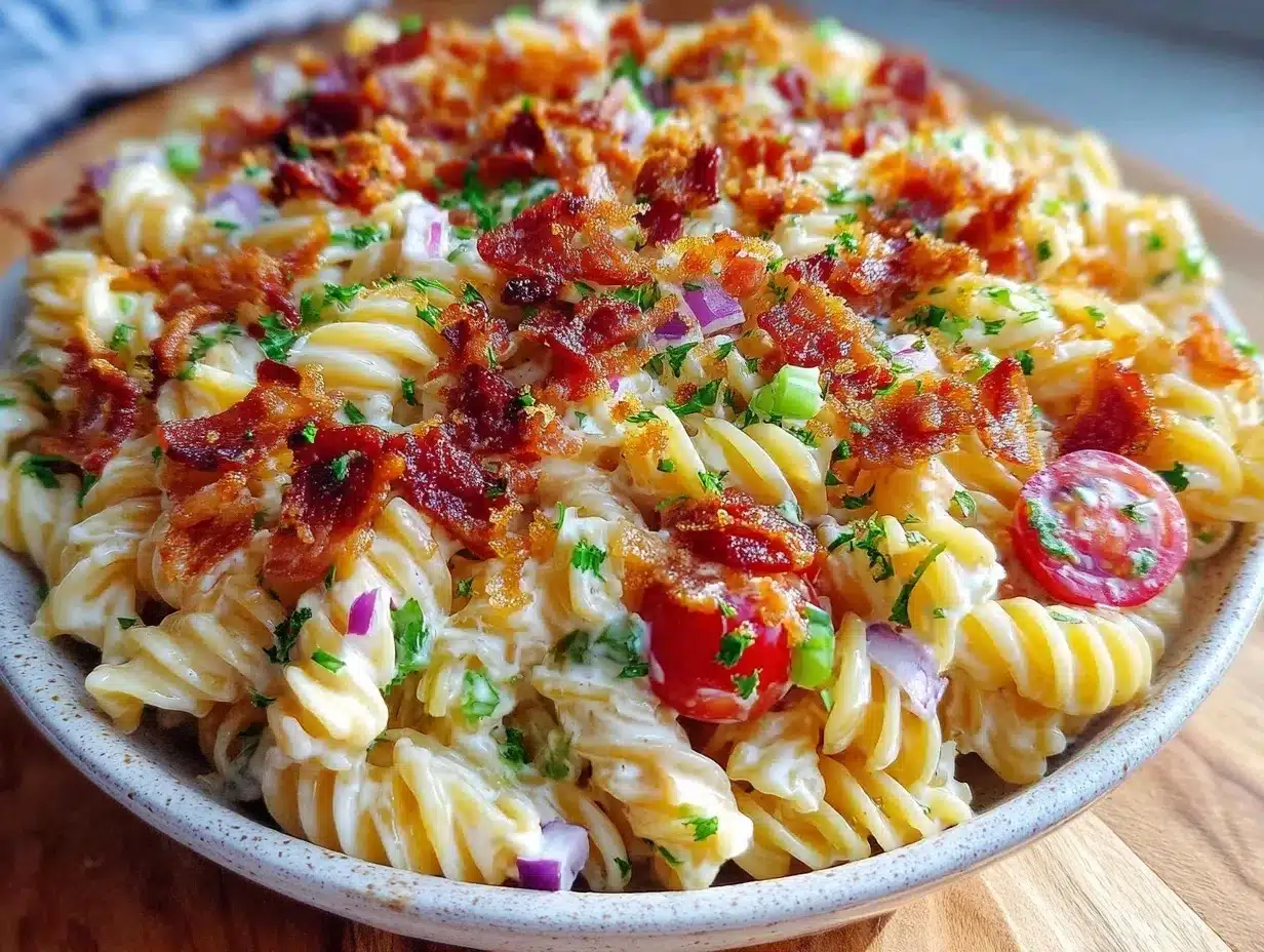 creamy bacon ranch pasta salad preparation steps