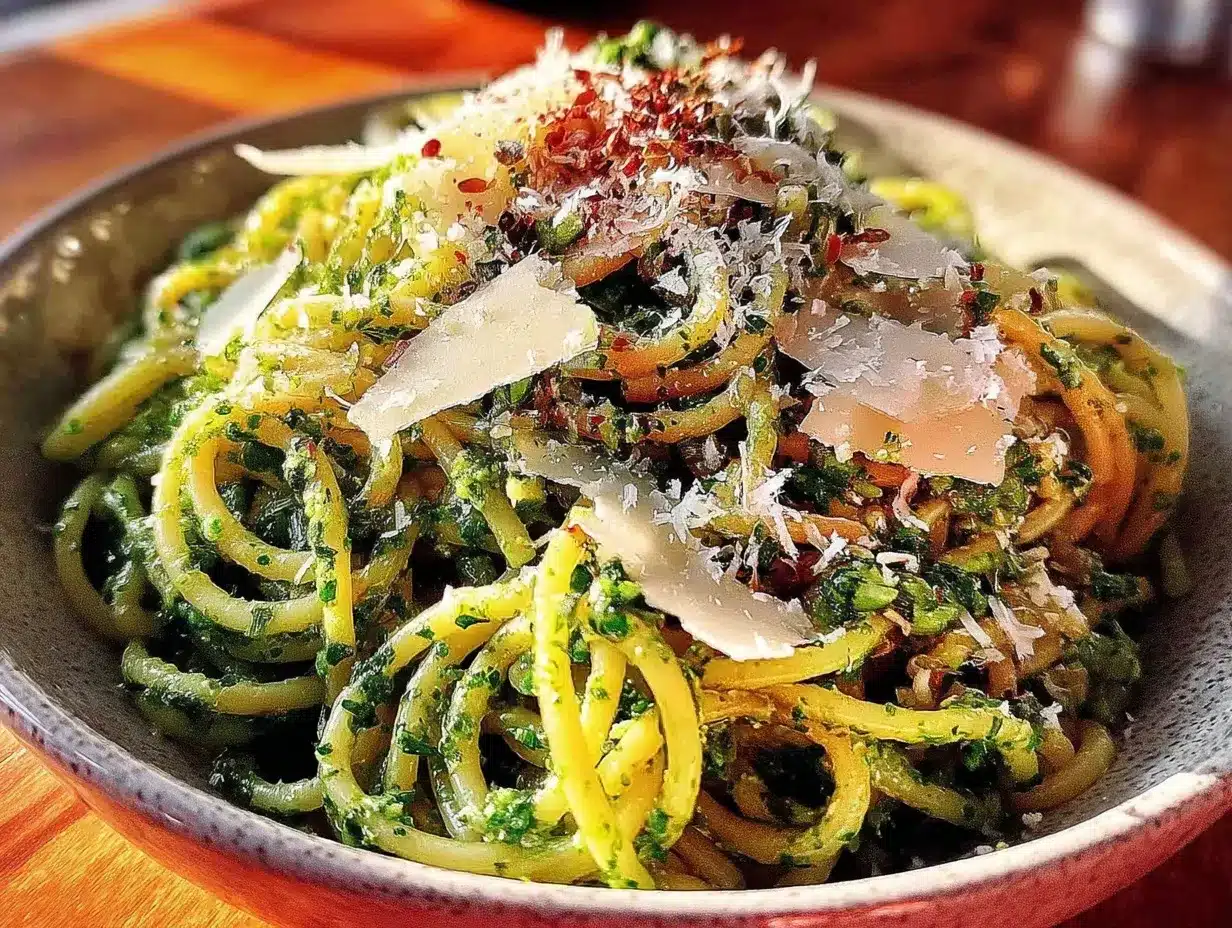 creamy garlic scape pesto pasta preparation steps