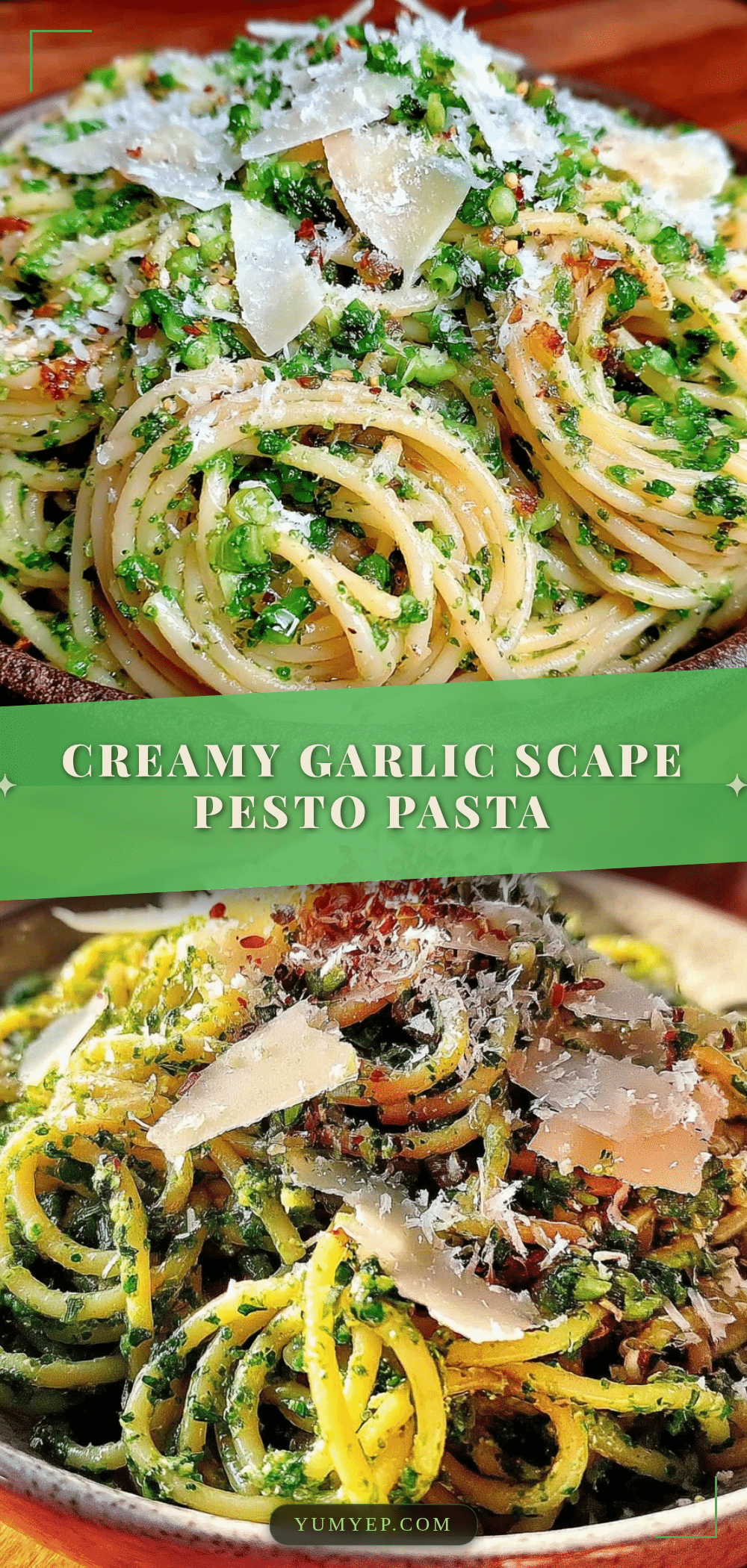 creamy garlic scape pesto pasta recipe