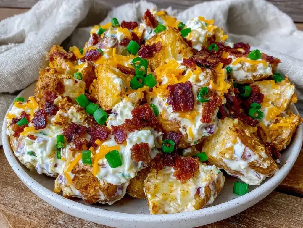 creamy loaded baked potato salad - featured image