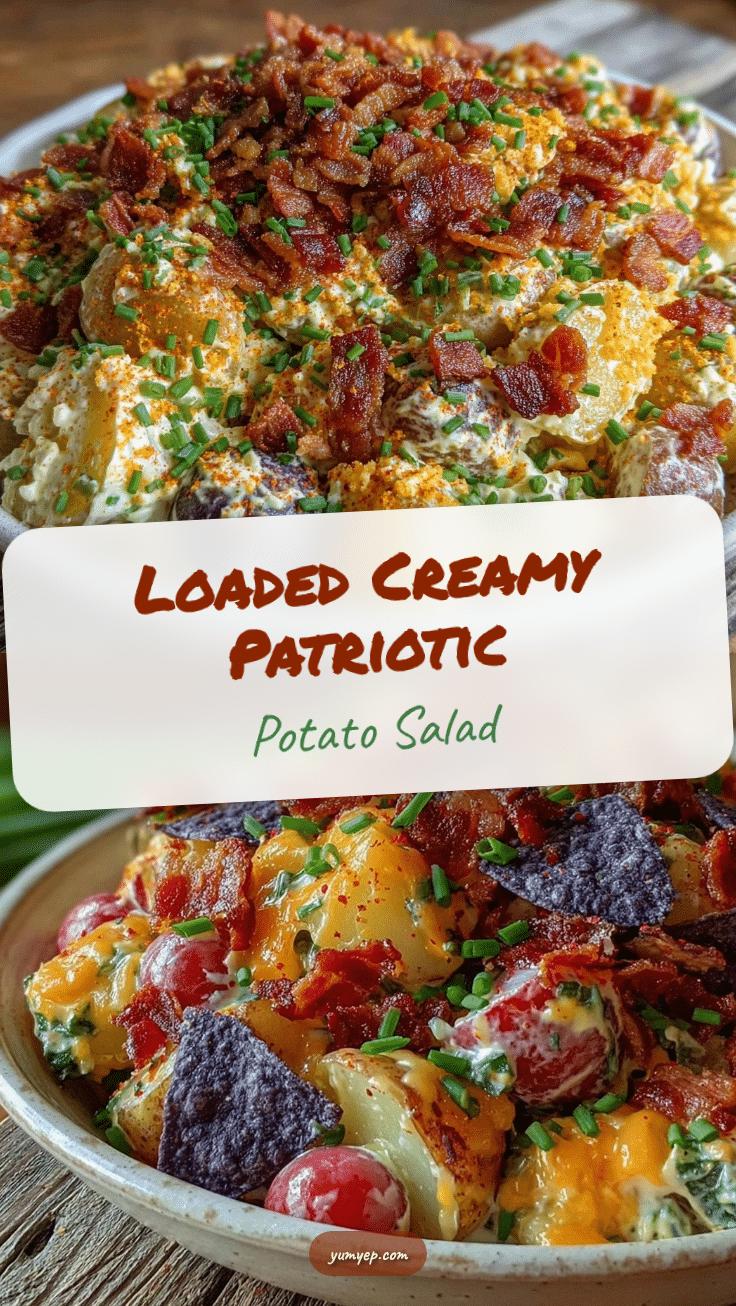 creamy loaded patriotic potato salad with bacon recipe