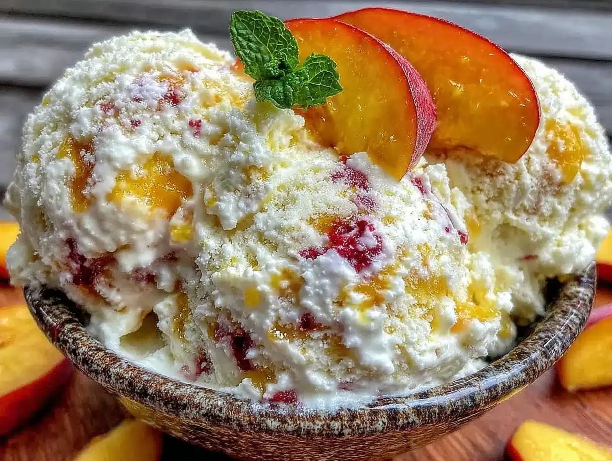 creamy no-churn fresh peach ice cream preparation steps